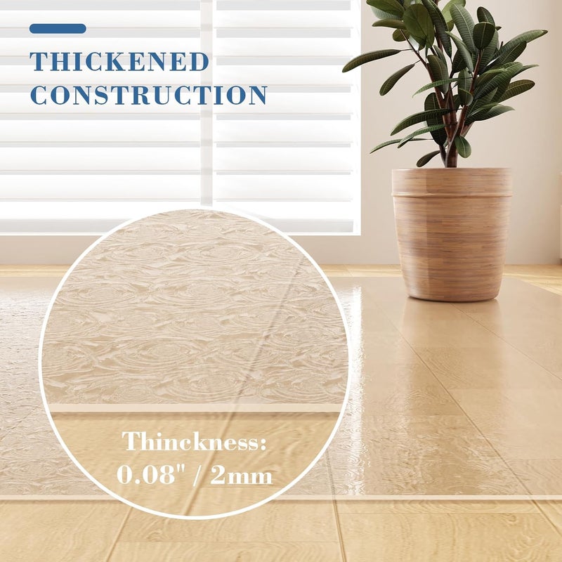Tydle Chair Mat for Hard Floors, 36" x 48" Office Chair Mat for Hardwood Floors, Non-Slip Vinyl Floor Mat for Gaming Chairs, Hard Floor Protector Computer Under Desk Mat for Home Office (Clear-Rose) - Image 2